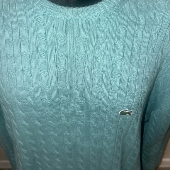 Men’s turquoise used size 7 XL knit Lacoste crew neck sweater - Picture 2 of 4
